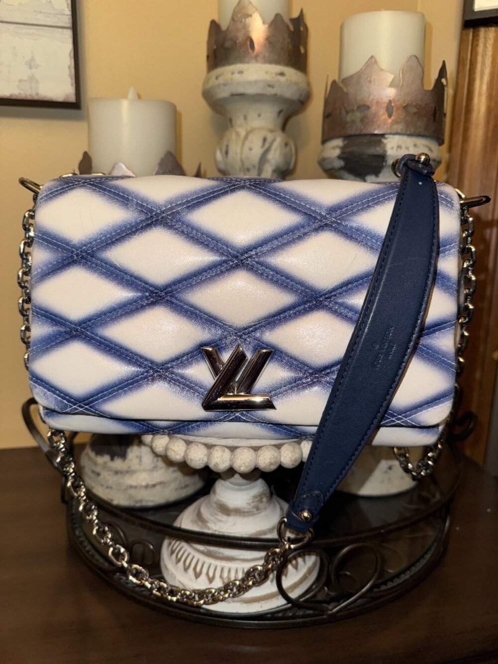 Louis Vuitton GO-14 Malletage PM Bag – Blue/White Quilted Lambskin